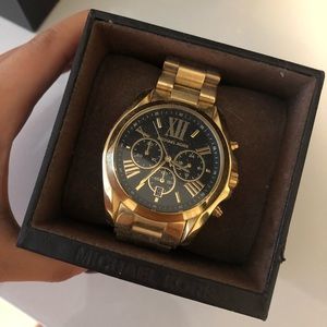 Michael Kors Unisex Gold and Black Bradshaw Watch